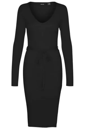 VERO MODA VMSABA Rib LS V-Neck Belt Dress GA NOOS