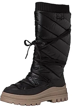 QS by s.Oliver Damen Winterstiefel ohne Absatz mit Schnürung Gefüttert (Black), 37