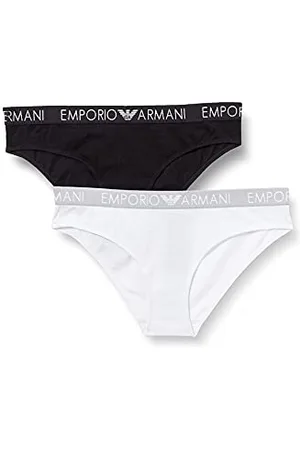 Emporio Armani Damen Bi-pack Brief Iconic Cotton Unterwäsche BI-PACK BRIEF, Schwarz 1, S