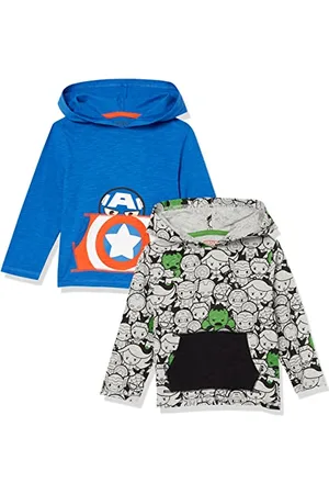 Amazon Disney | Marvel | Star Wars Jungen Leichte, Langärmelige T-Shirts mit Kapuze, 2er-Pack, , 2 Jahre