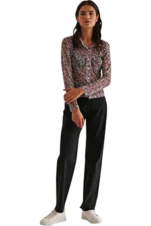 NA-KD Damen Wide Leg Raw Hem Denim Jeans, , 40