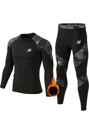 MEETWEE Thermounterwäsche Herren, Winter Funktionsunterwäsche Atmungsaktiv Thermo Unterwäsche Set Lang Thermohemd & Thermohose Kompressionsanzug für Männer Skifahren Laufen Sport