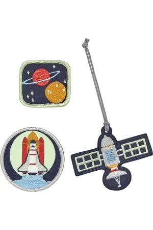 LÄSSIG Anhänger und Patches Set (3 Stk.) mit Druckknopf/School Patches Set Space