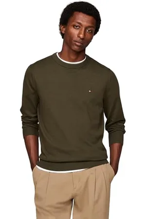 Tommy Hilfiger Herren Pullover Crew Neck Regular Fit, Mehrfarbig (Army Green), 3XL