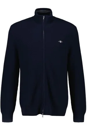 GANT Herren Cotton Micro Textured Zip Cardigan Strickjacke, , Small