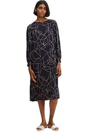 TOM TAILOR Damen Midi Kleid mit Muster 1032732, , 36