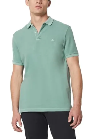 Marc O’ Polo Marc OߴPolo Herren Kurzarm-Poloshirt mit Knopfleiste Shaped Fit, Türkis (Midnight Moss), M