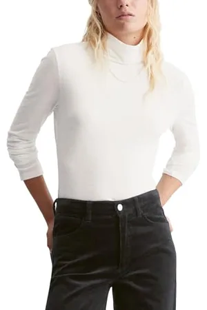 Marc O’ Polo Marc OߴPolo Denim Damen Langarmshirt aus Bio-Baumwolle mit Rollkragen, Weiß , XL