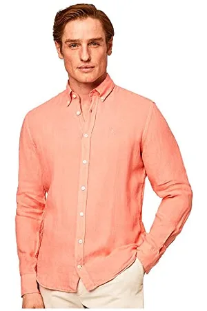 Hackett Herren Garment Dyed Linen B Hemd, pfirsich, XL