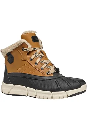 Geox J FLEXYPER Boy B ABX Ankle Boot, DK Yellow/Black, 34 EU