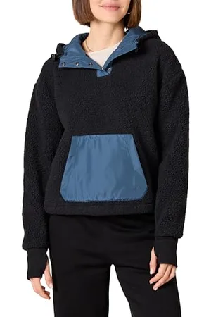 Amazon Damen Teddy-Fleece-Jacke mit Viertel-Knopfleiste und Kapuze, , XXL