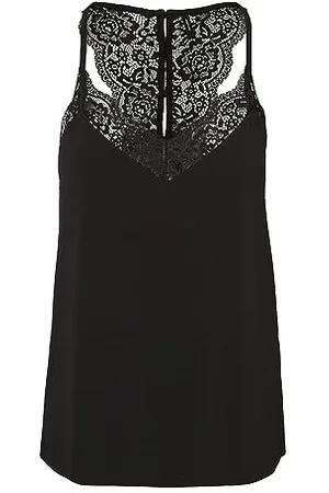 VERO MODA Damen VMANA S/L LACE TOP GA NOOS 10233213, Black, L
