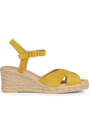 Geox D GELSA Low C Wedge Sandal, Yellow, 35 EU