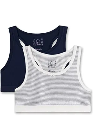 Sanetta Mädchen-Bustier (Doppelpack) Off-White und Dunkelblau | Bequeme und Angenehme Bustiers für Mädchen aus Baumwolle. | Inhalt: 2er-Set Mädchen Bustier 176