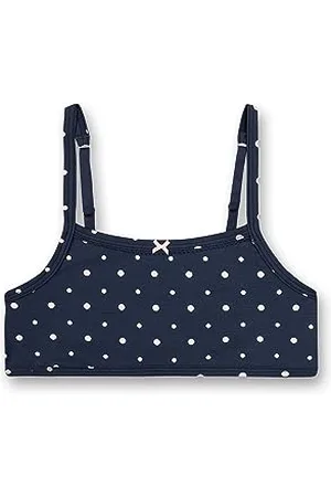 Sanetta Mädchen-Bustier Dunkelblau Dots | Bequemes und angenehmes Bustier für Mädchen aus Baumwoll-Mix. Unterwäsche für Mädchen 152