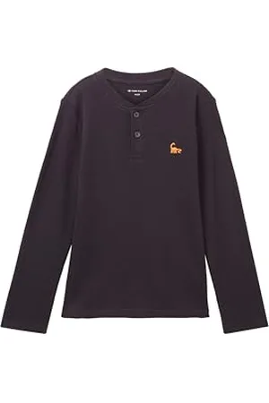 TOM TAILOR Jungen 1038191 Henley Langarmshirt mit Dinosaurier-Stickerei, 29476-coal Grey, 92/98