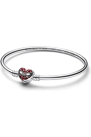 PANDORA Moments Marvel Spider-Man Maske Kugelverschluss Armreif aus Sterling Silber, aus der Marvel x Collection, Größe: 21, 592324C01-21
