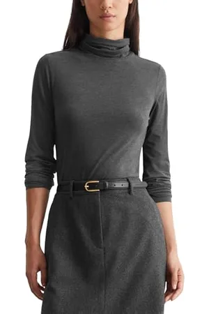 Marc O’ Polo Marc OߴPolo Damen Langarmshirt mit Rollkragen Unterziehshirt, Grau (Deep Grey Melange), S