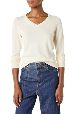 Amazon Damen Leichter, Langärmeliger Pullover Mit V-Ausschnitt, Klassischer Schnitt (Erhältlich In Übergröße), , XL