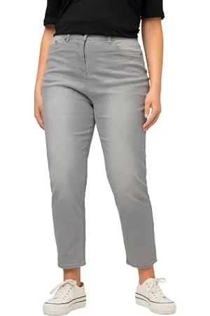 Ulla Popken Damen Mom, innen Bedruckt, 5-Pocket-Schnitt Jeans, , 45W / 30L