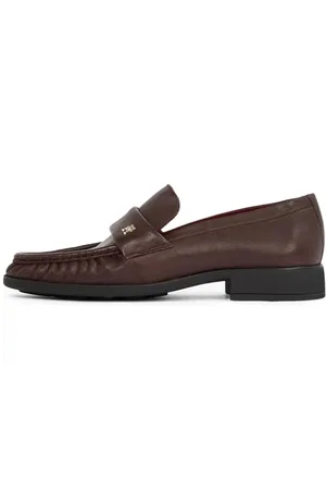 Tommy Hilfiger Damen Loafer Soft Nappa Pleated Toe Kleiner Absatz, Rot , 40