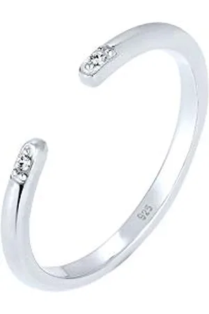 Elli Ring Damen Minimal Geo mit Kristalle in 925 Sterling