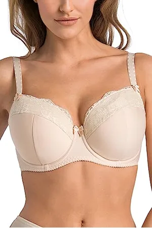 Teyli Damen BH mit Bügel - BH Gepolstert Bra - BH Grosse Grössen - BH Große Brüste - Komfort Starker Halt BH - Damen BHS Frauen Bramit Spitzenbesatz und markantem Rosenmotiv