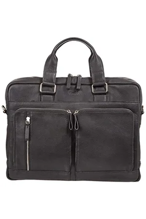 Alassio 47032 - Aktentasche Campo, Laptoptasche für 15 Zoll Notebooks, Umhängetasche aus Echtleder, Tasche mit gepolstertem Laptopfach und 2 Reißverschluss Hauptfächer in , ca. 31 x 42 x 15 cm