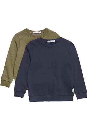 Minymo Unisex Kids Sweatshirt Boys (2-Pack) Shirt, Dark Olive, 98 (2er Pack)