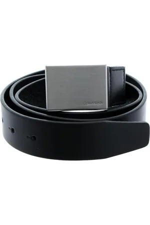Calvin Klein Herren Gürtel Formal Plaque Belt 3.5 cm Ledergürtel, Schwarz (Black), 85 cm