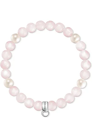 Thomas Sabo Damen Charm-Armband Süßwasserzuchtperle Rosenquarz Charm Club 925 Sterling Silber X0222-469-9