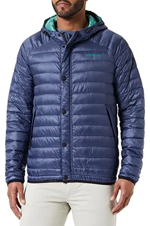 Replay Herren Steppjacke mit Kapuze, (Blau), XXL