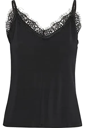Part Two Damen Singlet V-Ausschnitt Spitze Detail Slim Fit Regular Länge Top, , Small