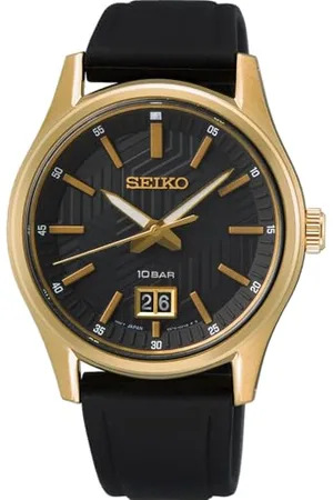 Seiko Herren Analog Quarz Uhr mit Silikon Armband SUR560P1
