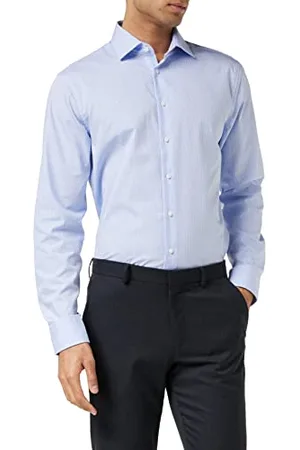 Seidensticker Herren Business Hemd - Shaped Fit - Bügelfrei - Kent-Kragen - Langarm - 100% Baumwolle, Blau ( 12), 39 EU