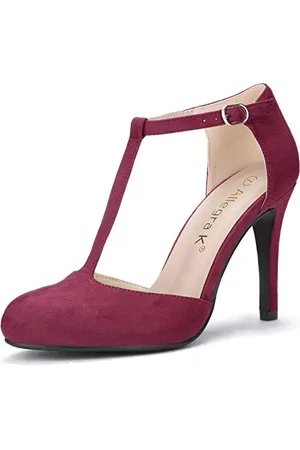 Allegra K Damen Pumps mit Abgerundeter Spitze und Stilettoabsatz mit T-Riemen 38