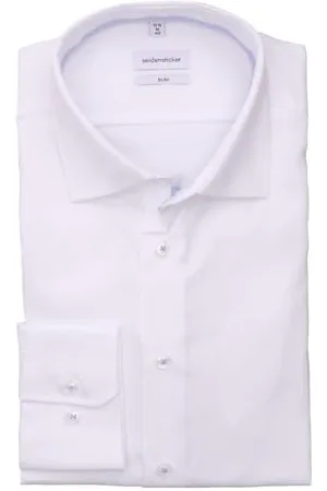 Seidensticker Herren Slim Bügelfrei Kent Langarm Patch Hemd, , 43 EU