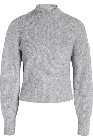 Noisy May Cropped Strickpullover hoher Kragen Rundhals Langarm Basic RIPP Shirt Kurz Regular Fit NMNELLA