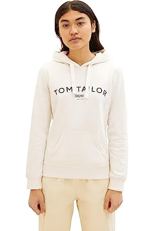 TOM TAILOR Damen 1039812 Hoodie mit Schriftzug, 10348-Gardenia White, XXL