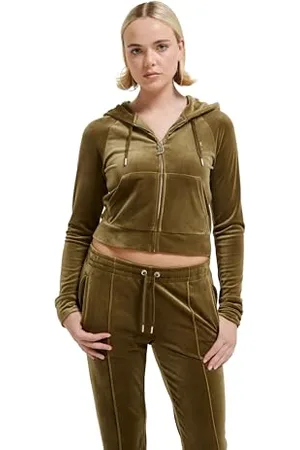 Juicy Couture Damen Madison Hoodie Kapuzensweatjacke, Sweatjacke mit Kapuze und Reißverschluss aus Velour Kapuzenpullover, , 36