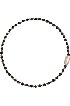 Breil Damenhalsband Magnetica System Collection TJ3048 - Damenschmuck - Halsband aus Edelstahl für Damen, mit Kugeln aus Poliertem Stahl (Pink IP) und Facettierten Onyxkugeln - Maximale Länge 45 cm