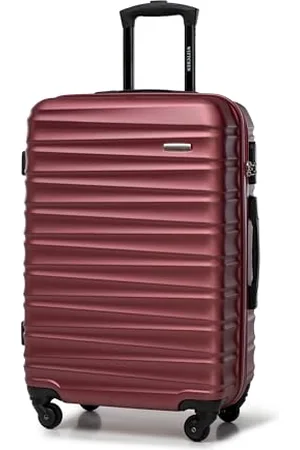 Wittchen Reisekoffer Rollkoffer Trolley Mittlerer Koffer Reisekoffer Hartschale aus ABS Mittelgroßkoffer mit 4 Spinner-Rollen Zahlenschloss Teleskopgriff Groove Line Größe M kastanienbraun