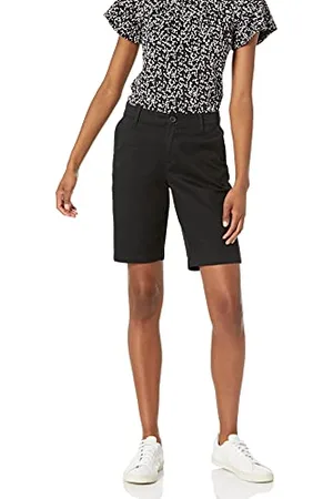 Amazon Damen Khaki-Bermudashorts mit mittelhohem Bund schmaler Passform und 25 cm Schrittlänge, , 40