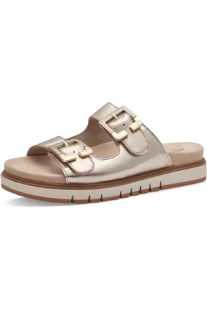 Tamaris COMFORT Damen Pantoletten aus Leder mit Schnallen, (Lt ), 38 EU
