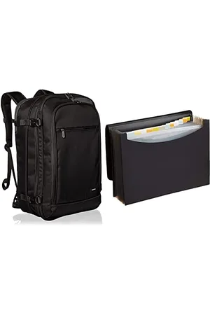 AmazonBasics Handgepäck Reiserucksack, mit Tragegriff und Schultergurt, 25+10L, 1,7kg Eigengewicht, & Dokumentenmappe A4, Fächermappe
