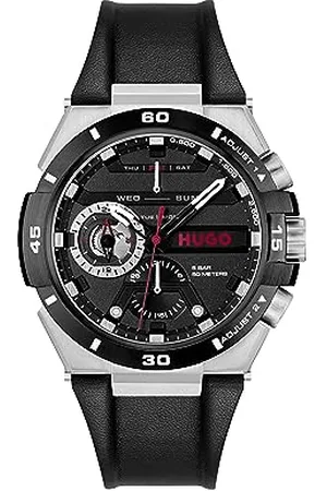 HUGO BOSS Multi Zifferblatt Quarz Uhr für Herren Kollektion #WILD mit Schwarzes Lederarmband - 1530336