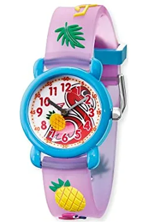 HERZENGEL Mädchen Analog Quarz Uhr mit Kunststoff Armband HEWA-Flamingo