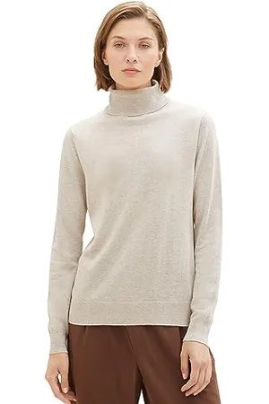 TOM TAILOR Damen 1037746 Basic Pullover mit Rollkragen, 32398-clouds Grey Melange, XXL