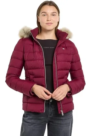 Tommy Hilfiger Damen Pufferjacke Basic Hooded Down Jacket mit Kapuze, Rot (Valley Grape), 3XL
