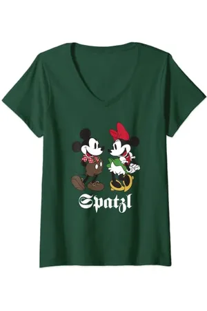 Disney Minnie Maus Dirndl Oktoberfest T-Shirt mit V-Ausschnitt